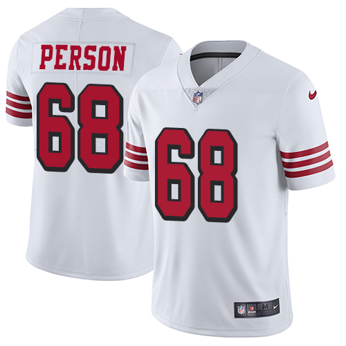 San Francisco 49ers Limited White Men Mike Person NFL Jersey 68 Rush Vapor Untouchable